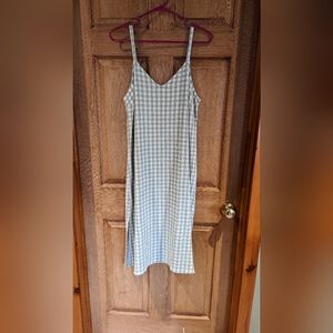 Gingham spaghetti strap long dress.